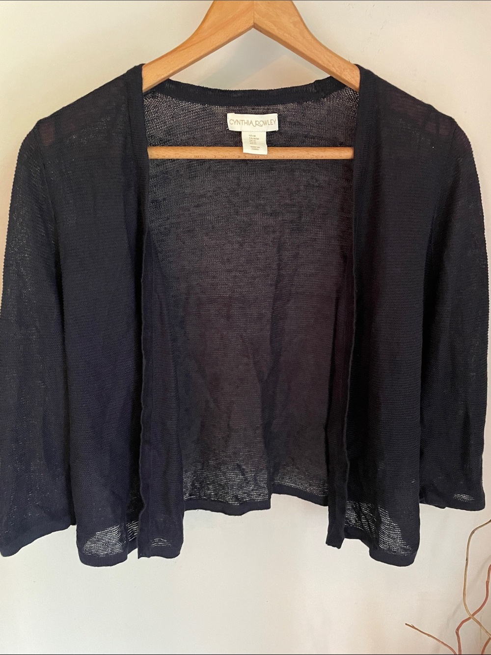 Cynthia Rowley Navy Sheer Open-Front Cardigan